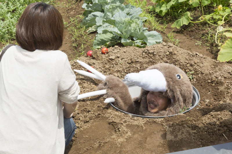 Mole TV Actor crawling out of hole